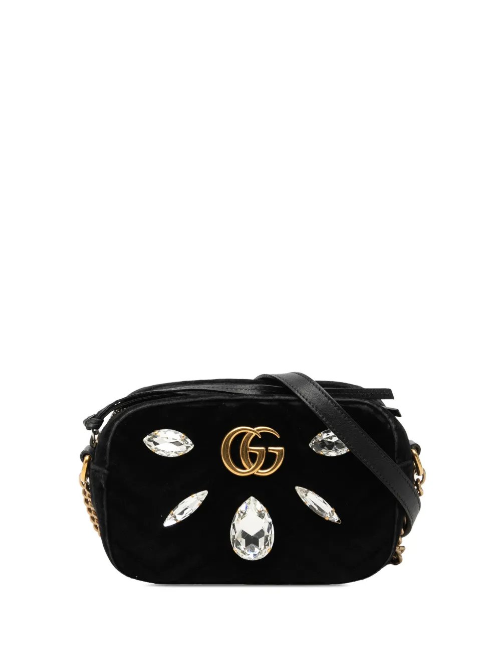 2016-2026 Mini GG Marmont Crystal Embellished Matelasse Velvet crossbody bag