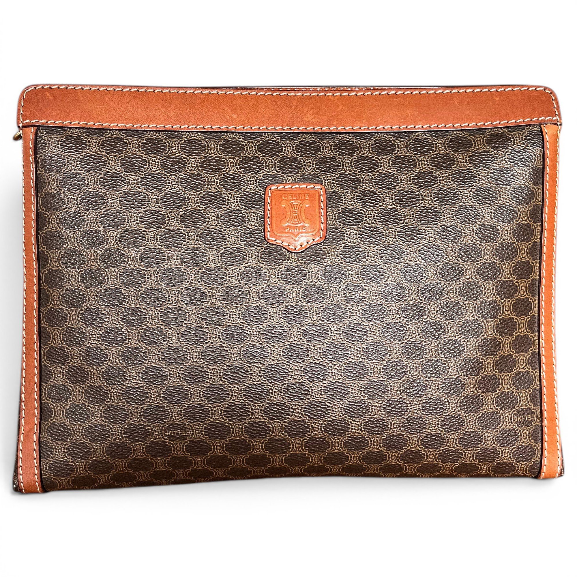 Triomphe Vintage leather clutch bag