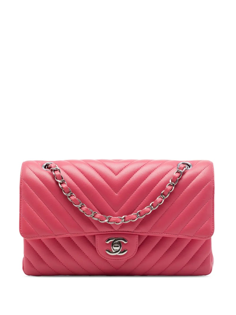 2018 Medium Classic Chevron Lambskin Double Flap shoulder bag