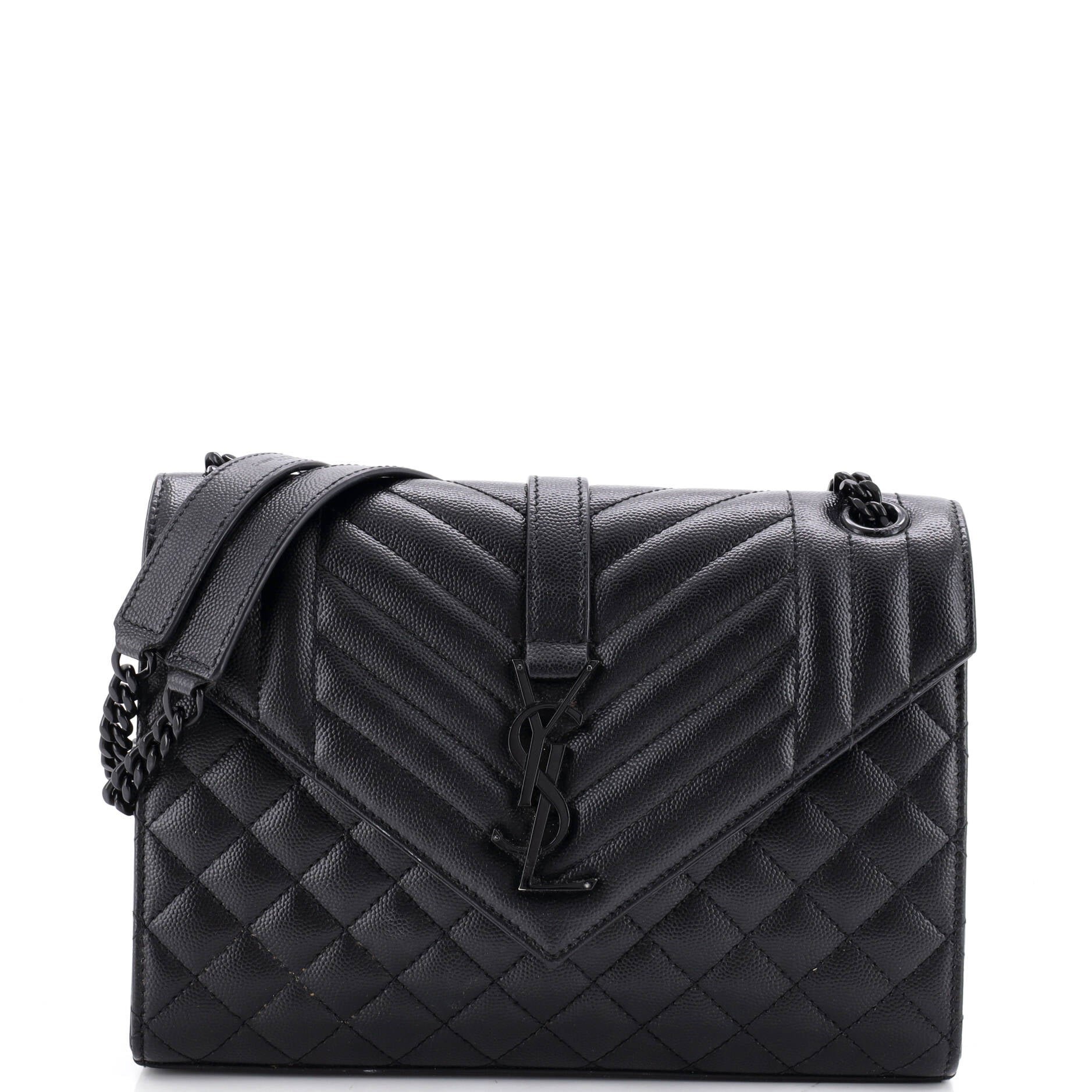 Classic Monogram Envelope Satchel Mixed Matelasse Leather Medium