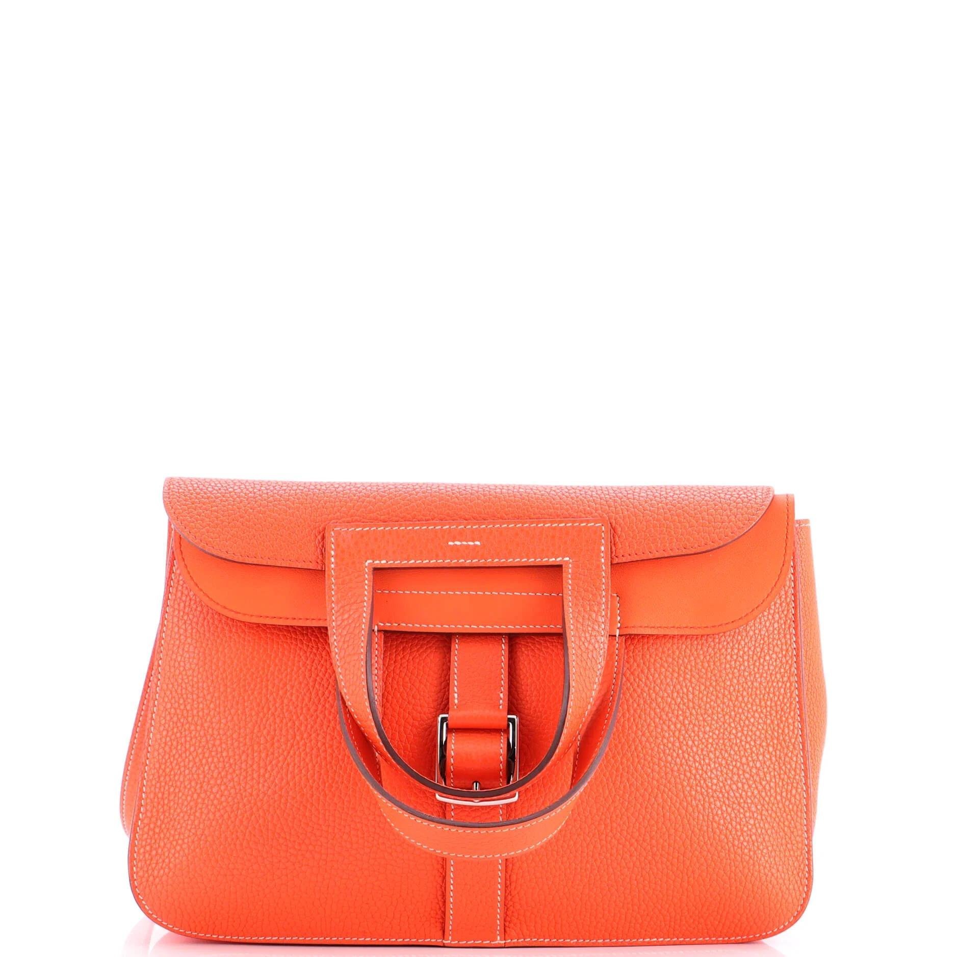 Hermes Halzan 31 Handbag Orange Clemence Leather 2015