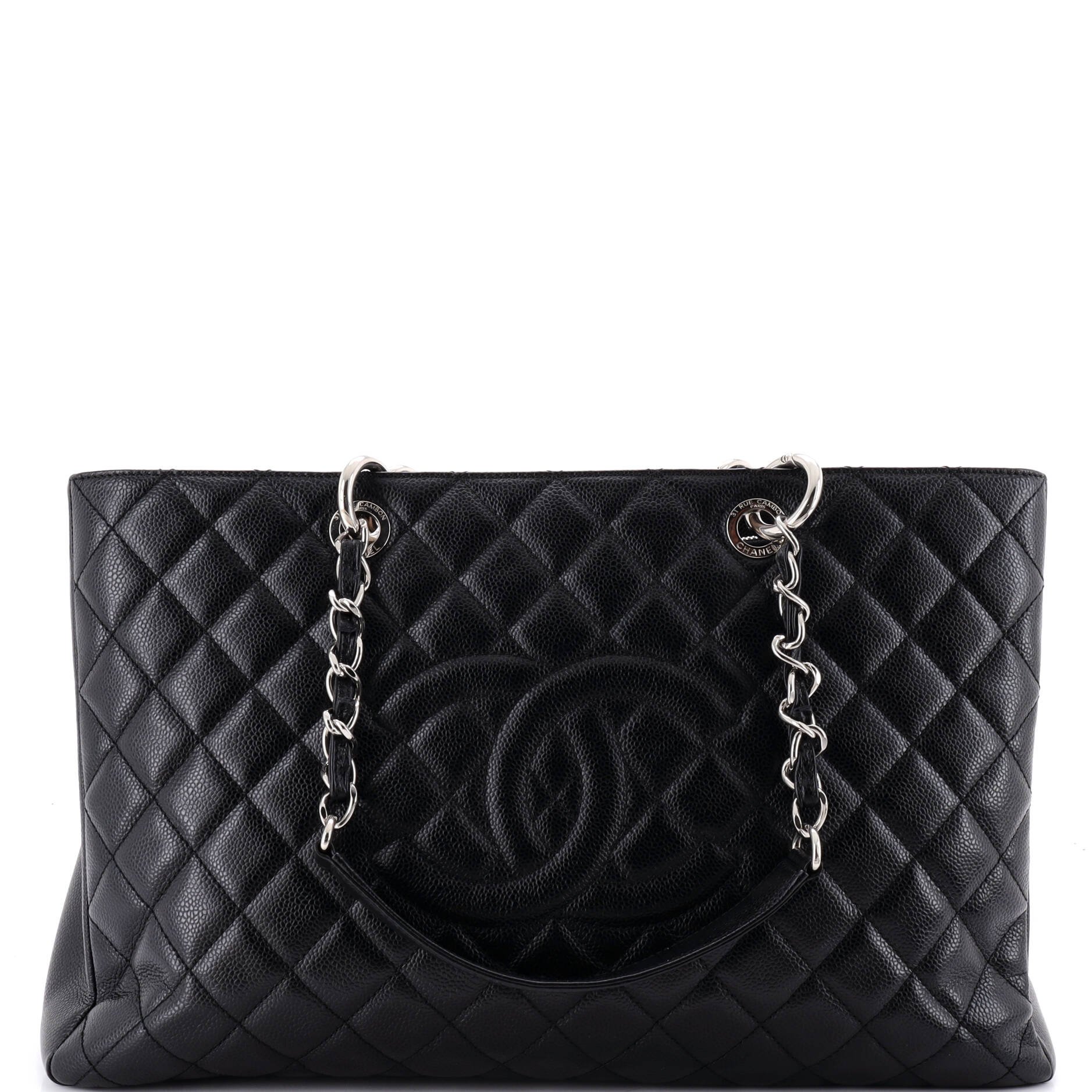 Grand Shopping Tote Quilted Caviar XL