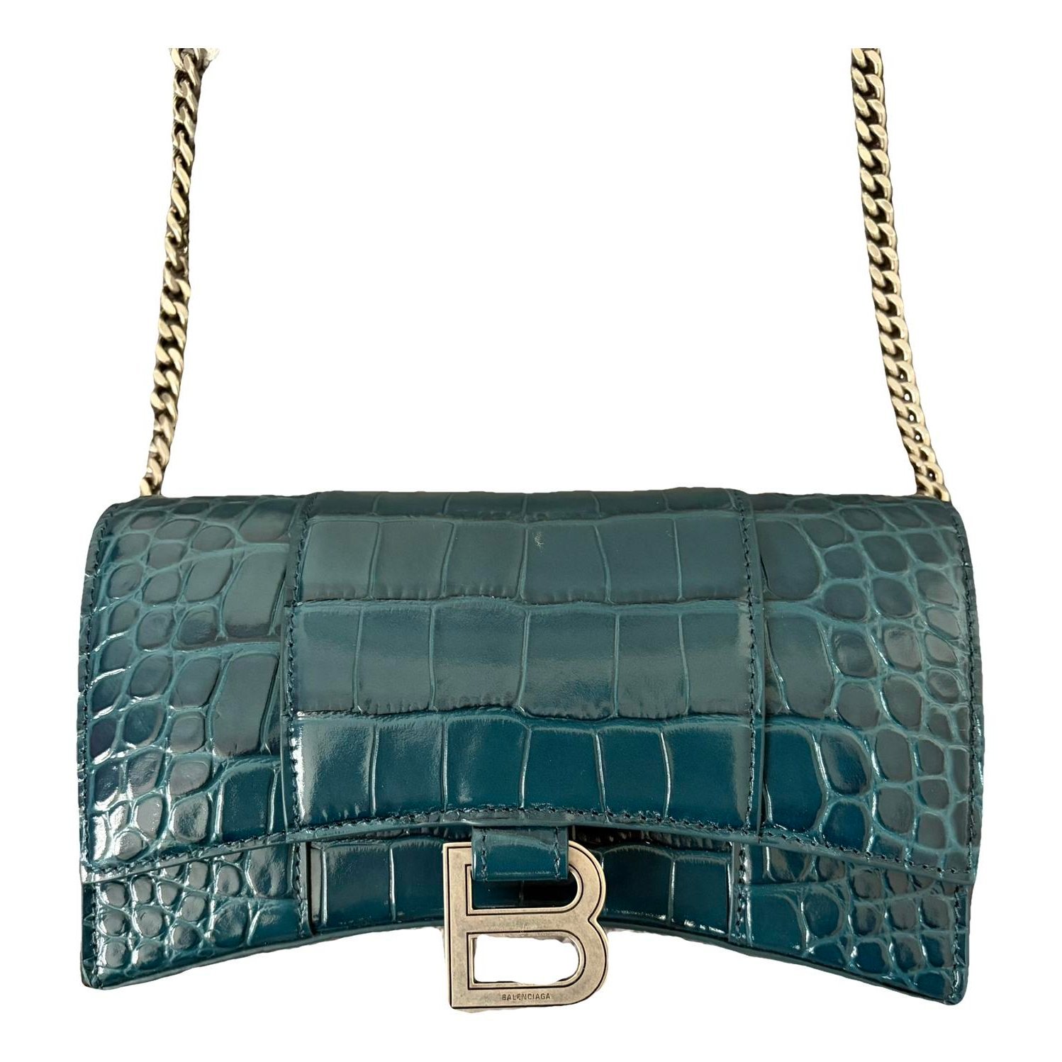 Hourglass leather handbag