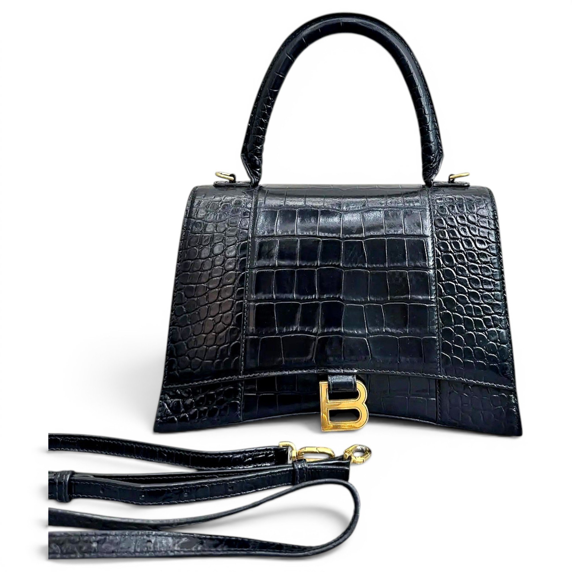 Hourglass leather crossbody bag