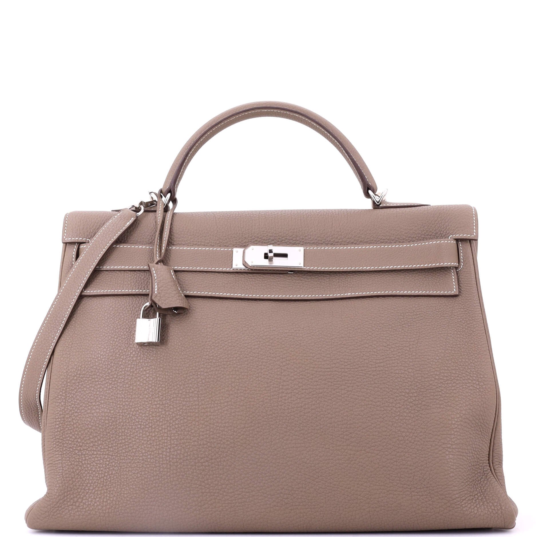 Hermes Kelly Handbag Grey Togo with Palladium Hardware 40