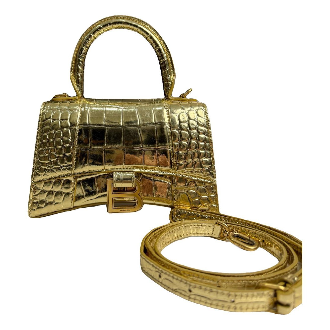 Hourglass leather handbag