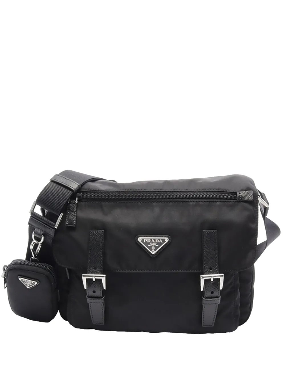 2013-2026 Saffiano Trimmed Tessuto Zip Double Buckle Messenger Bag crossbody bag