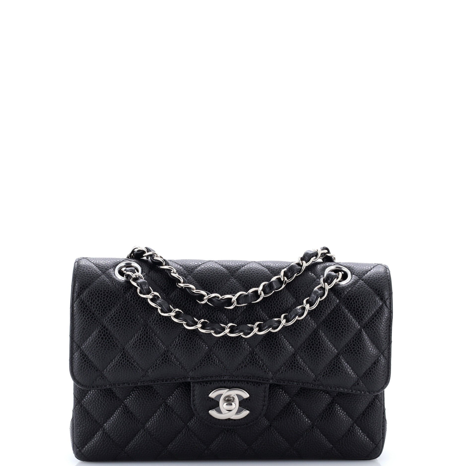 Classic Double Flap Bag Quilted Caviar Small
