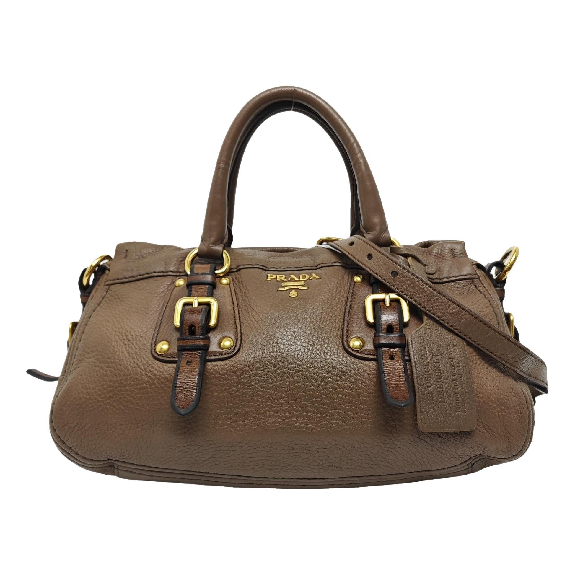 Double leather handbag