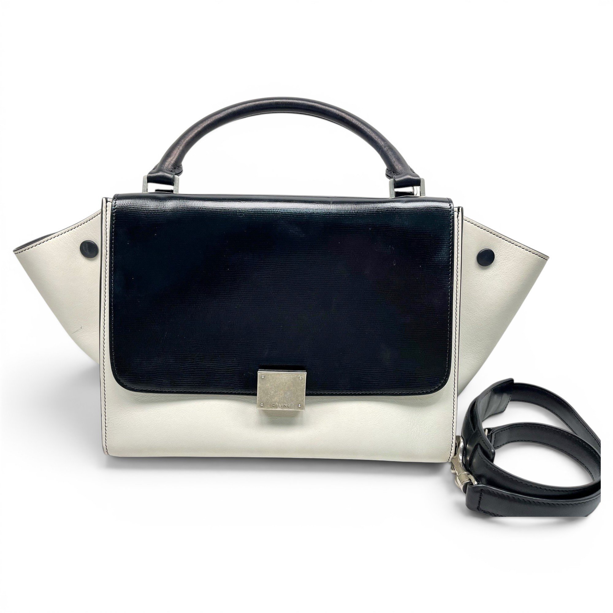 Trapèze leather handbag