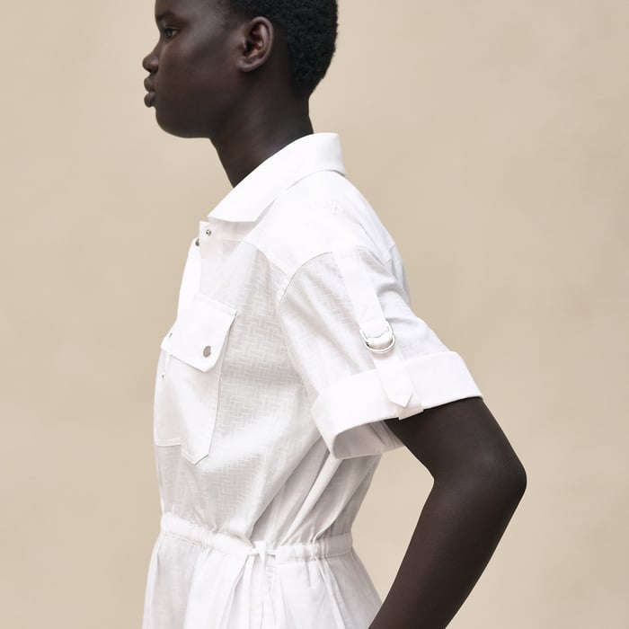 Blanc "Mosaique" Short-sleeve Dress