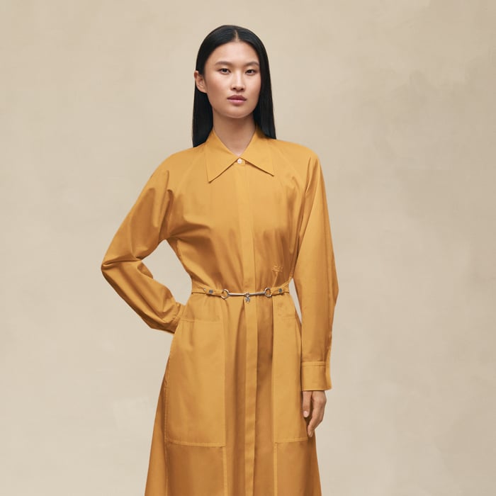 Marron Ocre Equestrian Shirt Dress