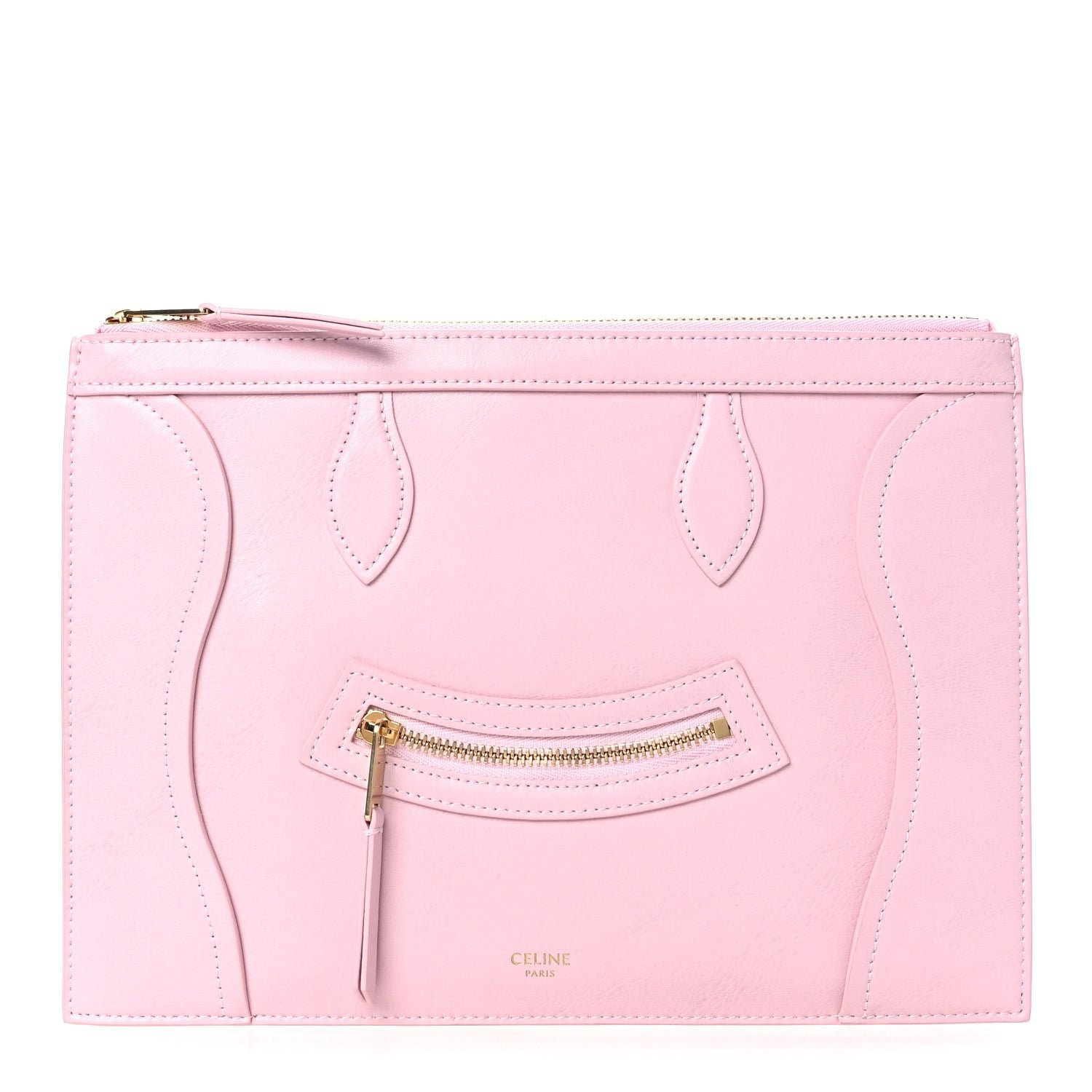 Celine Celine Glossy Calfskin Medium Pouch Dirty Pink