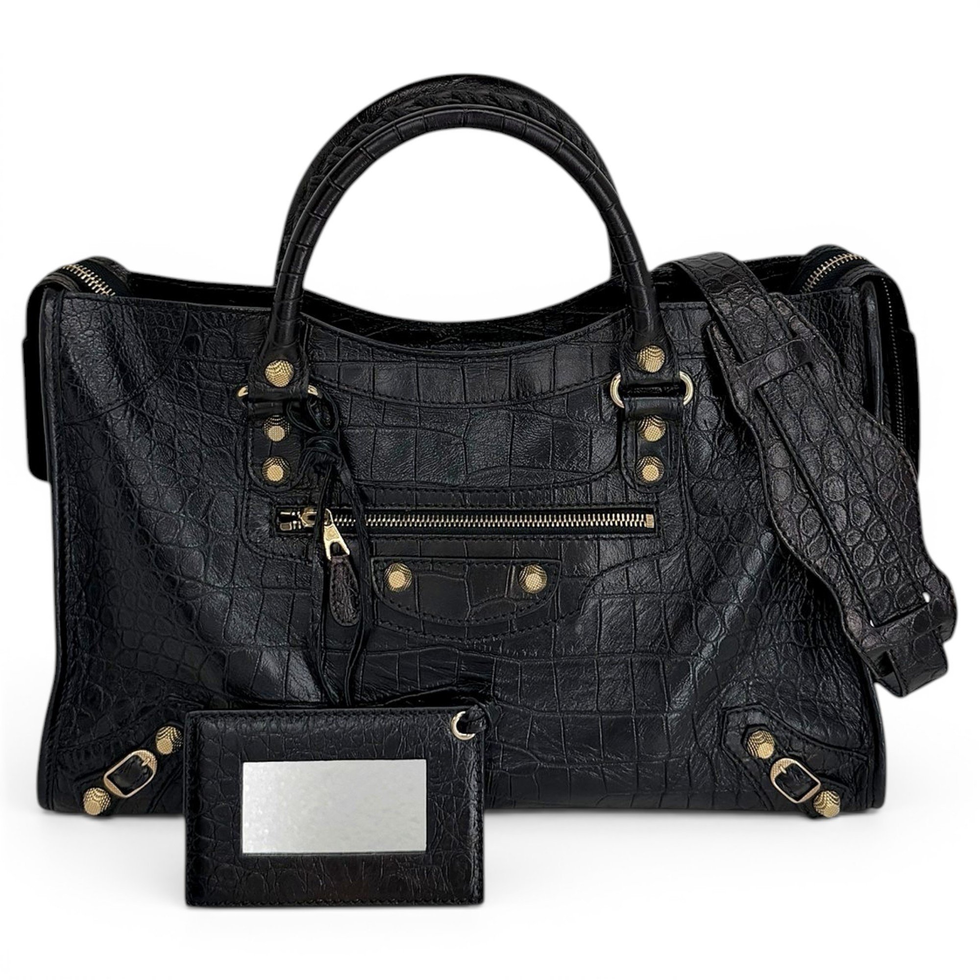 City leather handbag