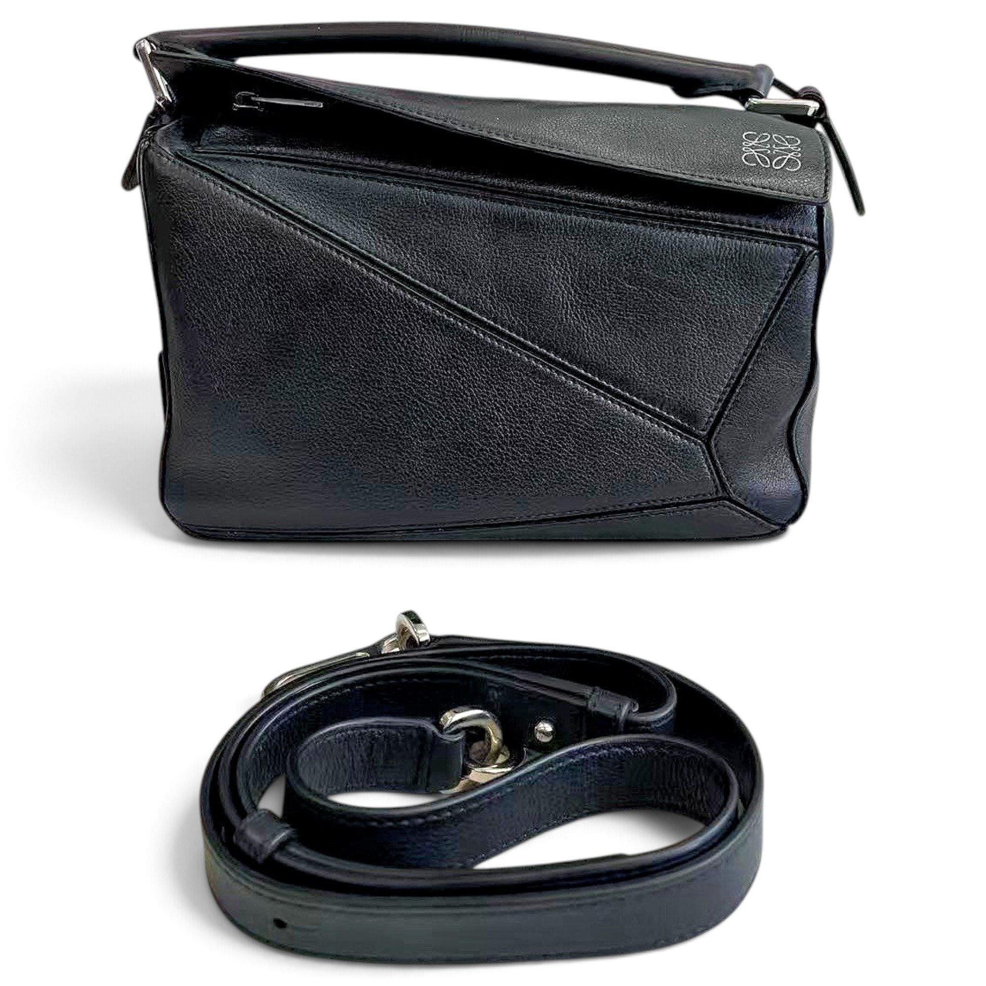 Puzzle leather handbag