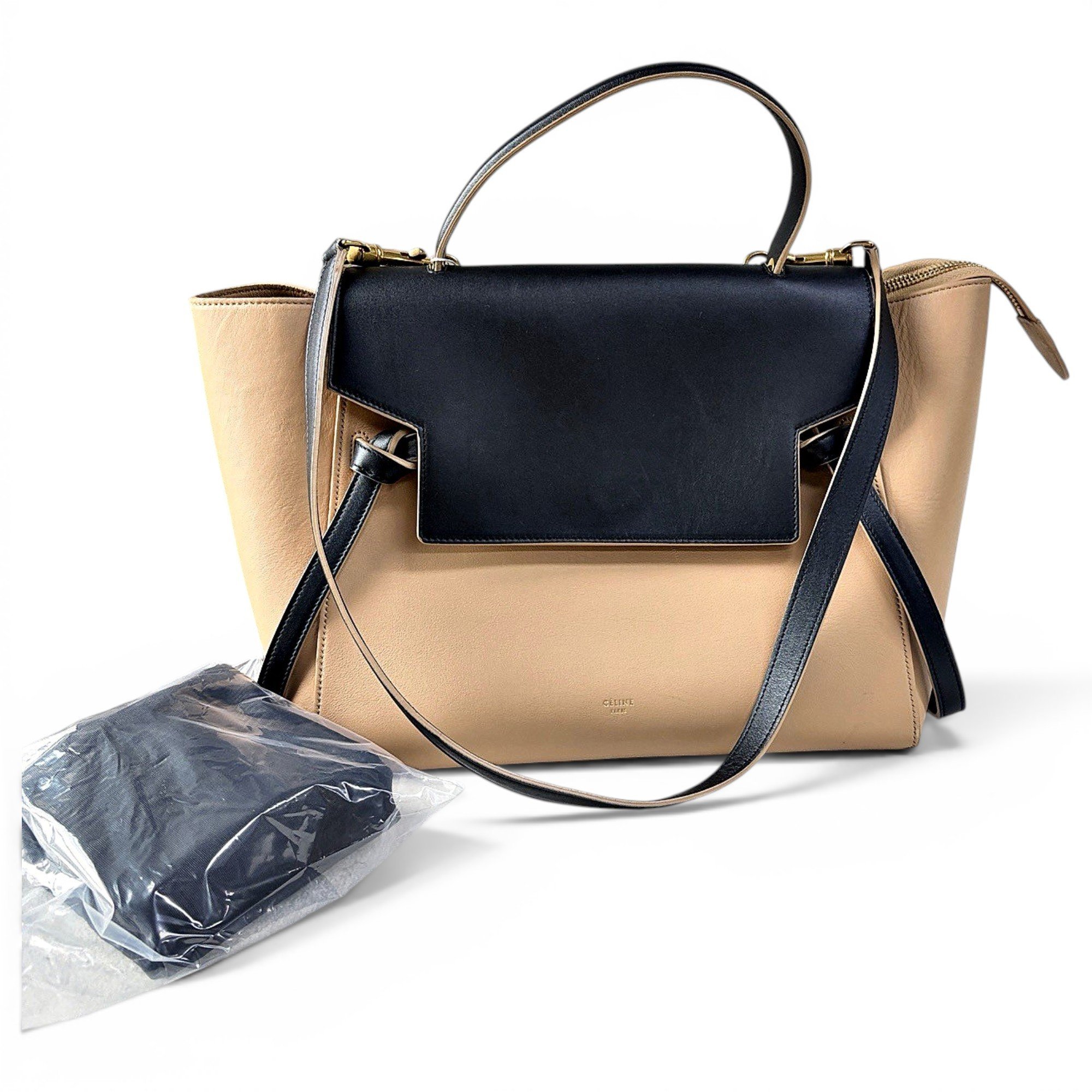 Trapèze leather handbag