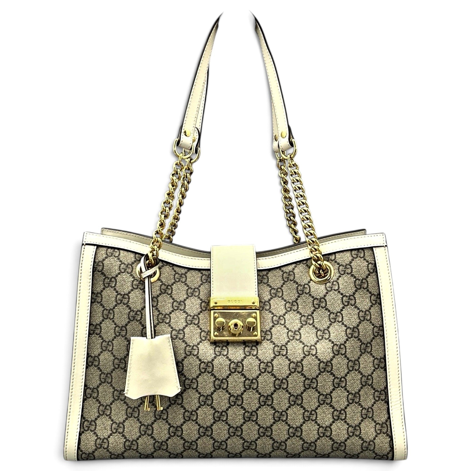 Padlock leather tote