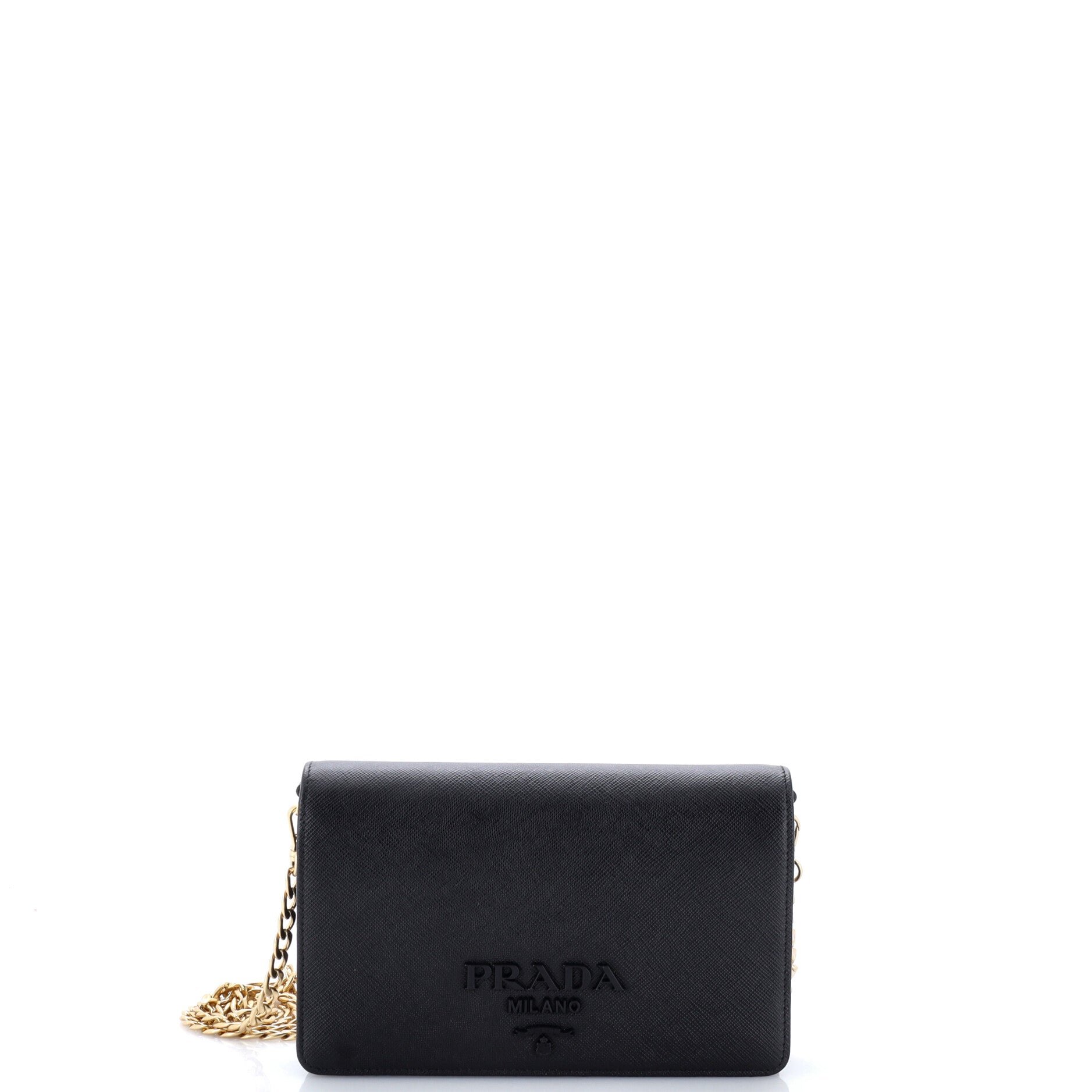 Monochrome Wallet on Chain Saffiano Leather Mini