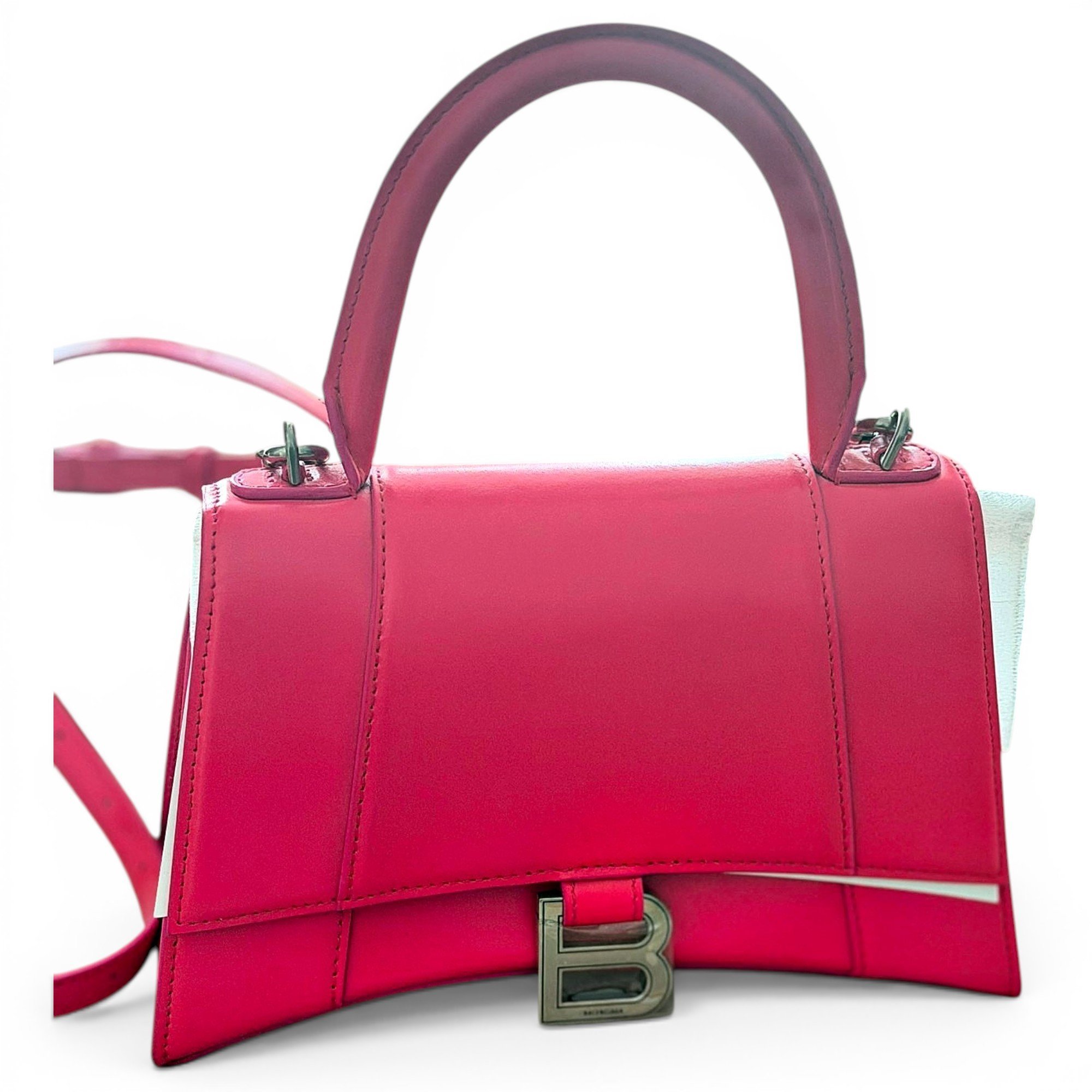 Hourglass leather handbag