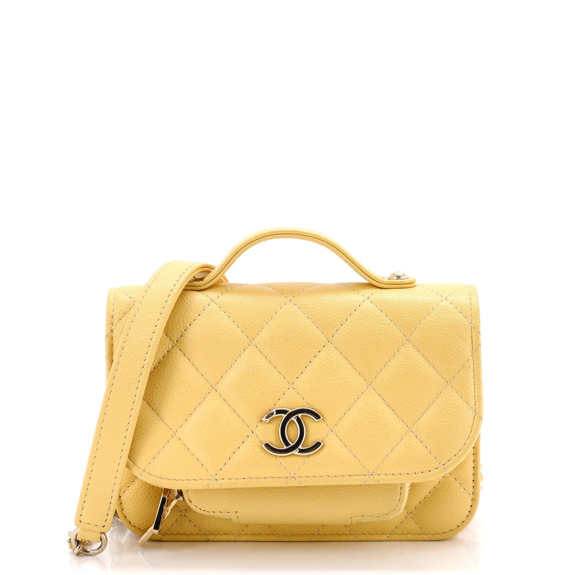 Business Affinity Flap Clutch with Chain Quilted Caviar