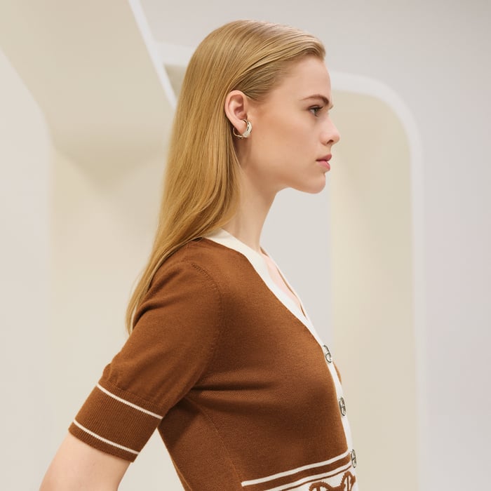 Marron Alezan "Chaine d'Ancre" Short-sleeve Cardigan
