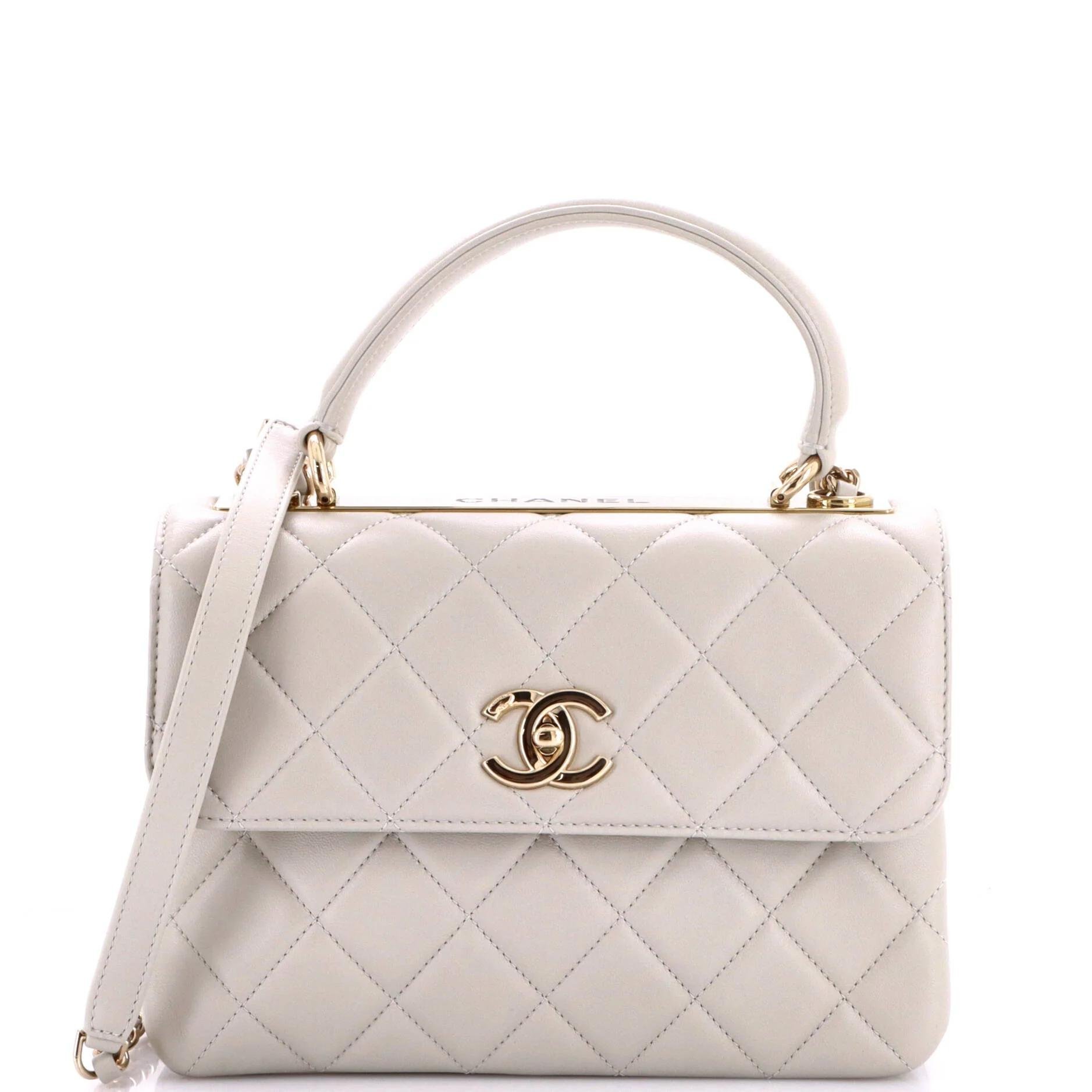 Trendy CC Top Handle leather handbag