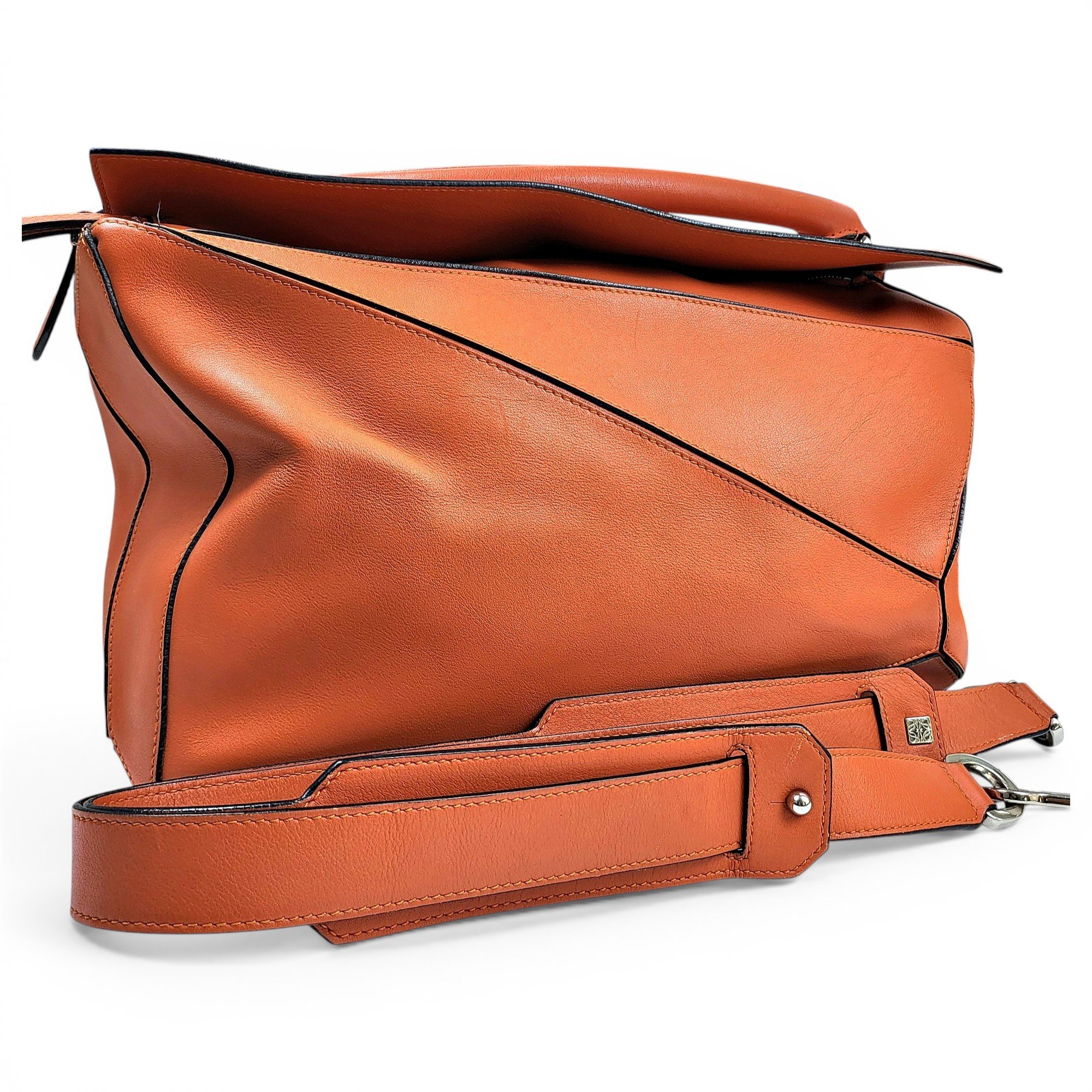 Puzzle leather handbag