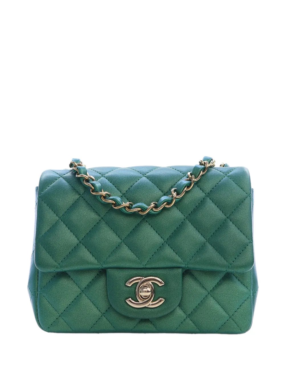 2021-2026 Mini Square Classic Iridescent Lambskin Single Flap crossbody bag