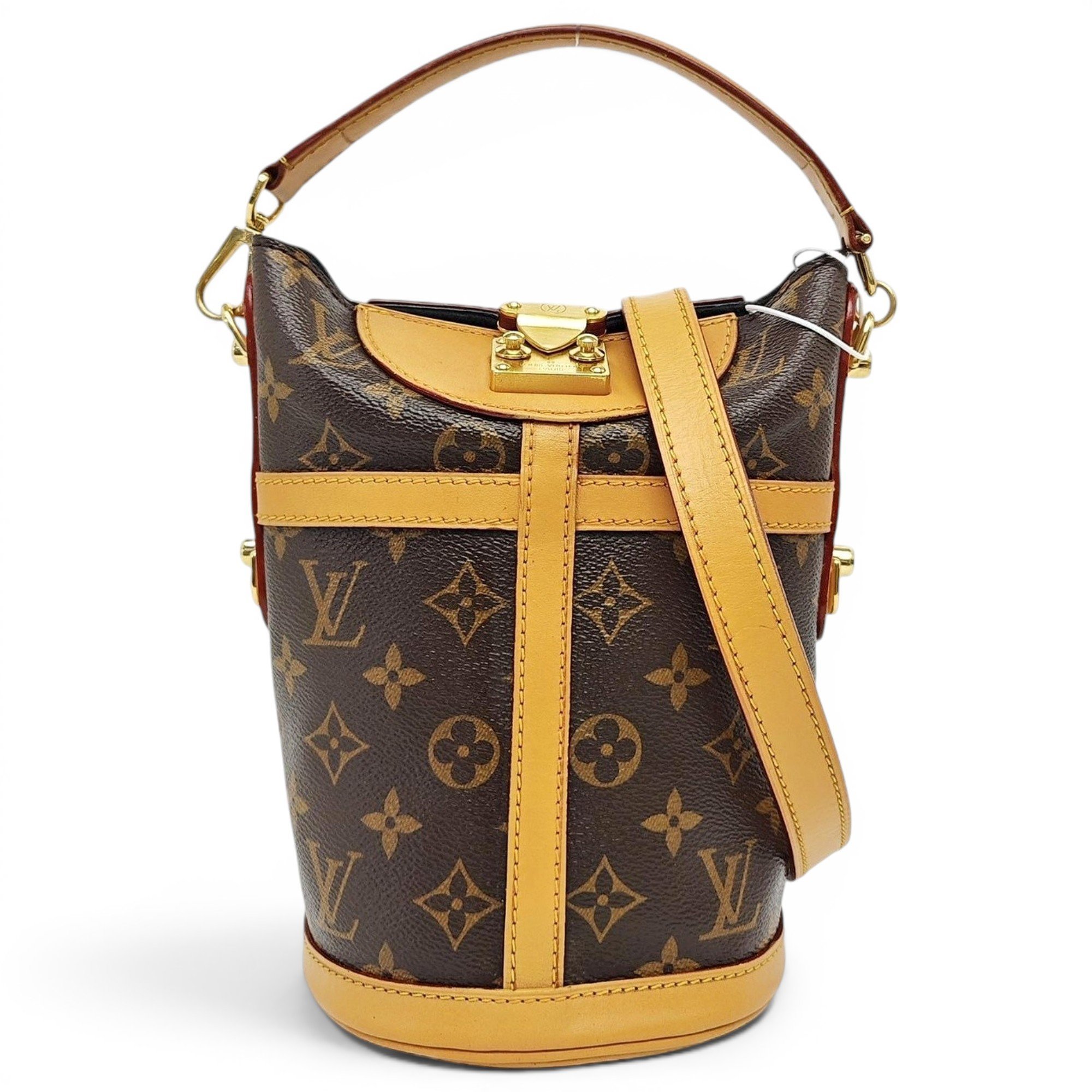 Duffle leather handbag