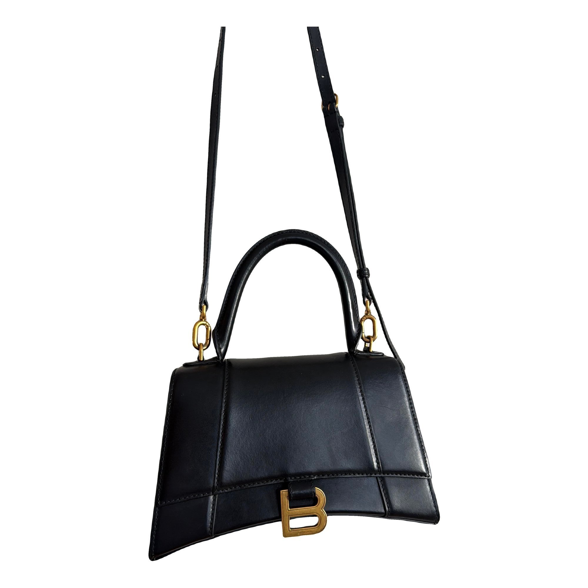 Hourglass leather handbag