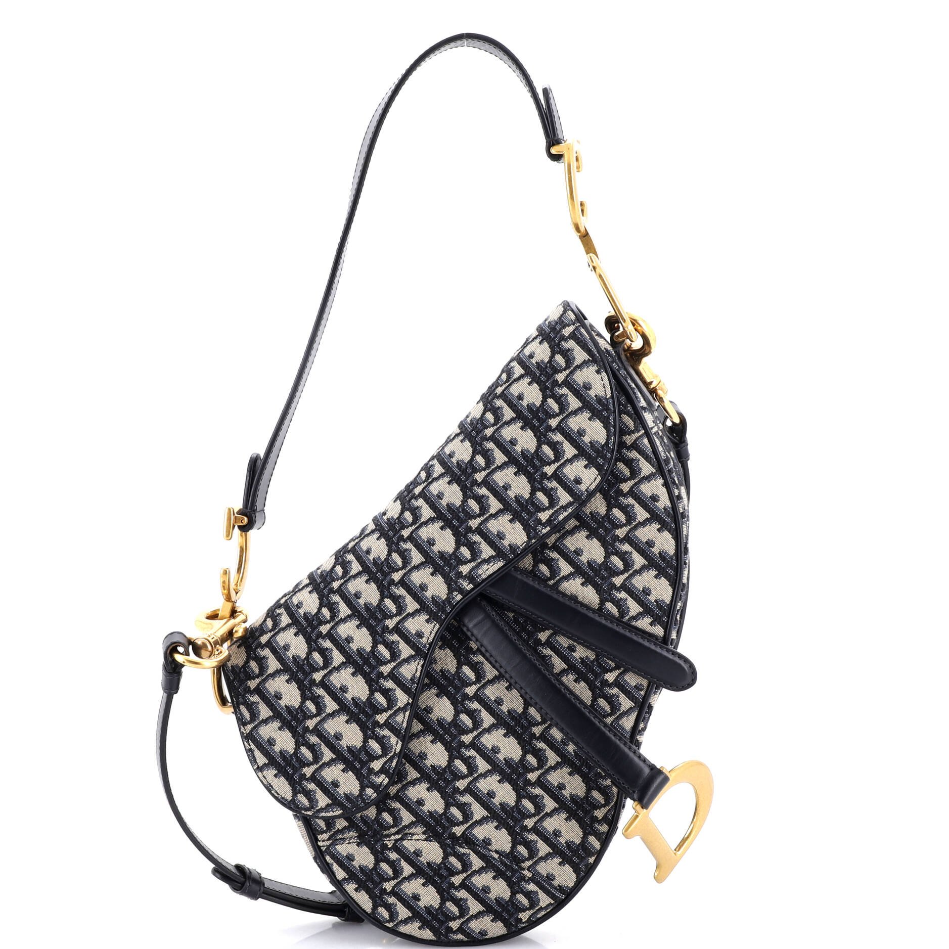 Dior Saddle Handbag with Strap Oblique Canvas Medium