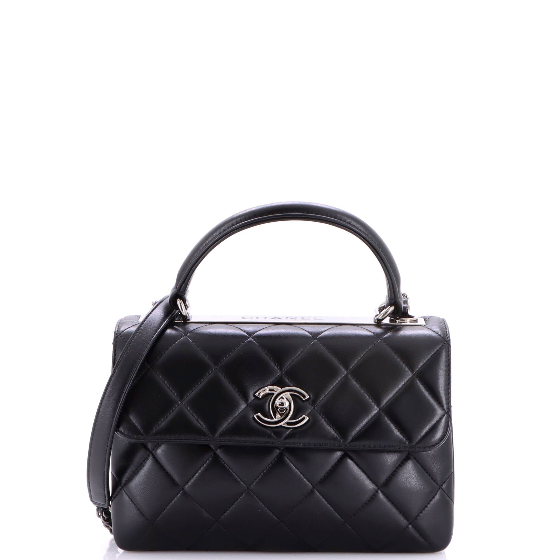 Trendy CC Top Handle Bag Quilted Lambskin Small