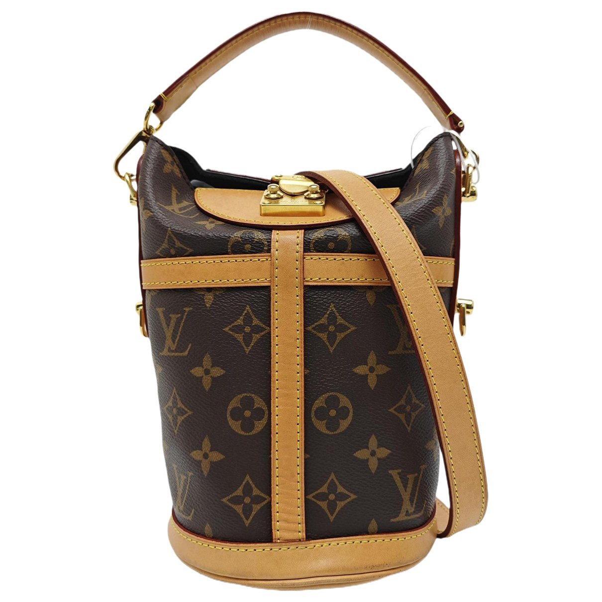 Duffle leather handbag