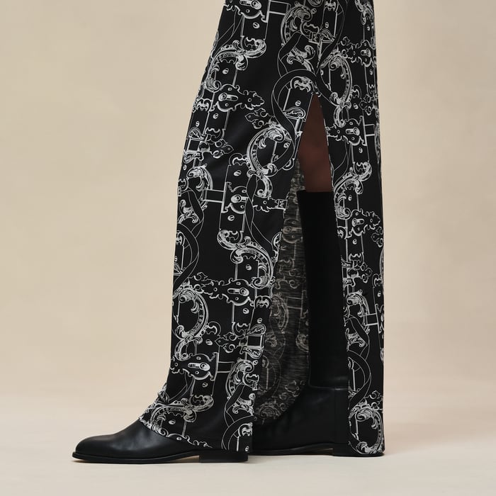 Noir "Ferronnerie Remix" Short-sleeve Long Dress