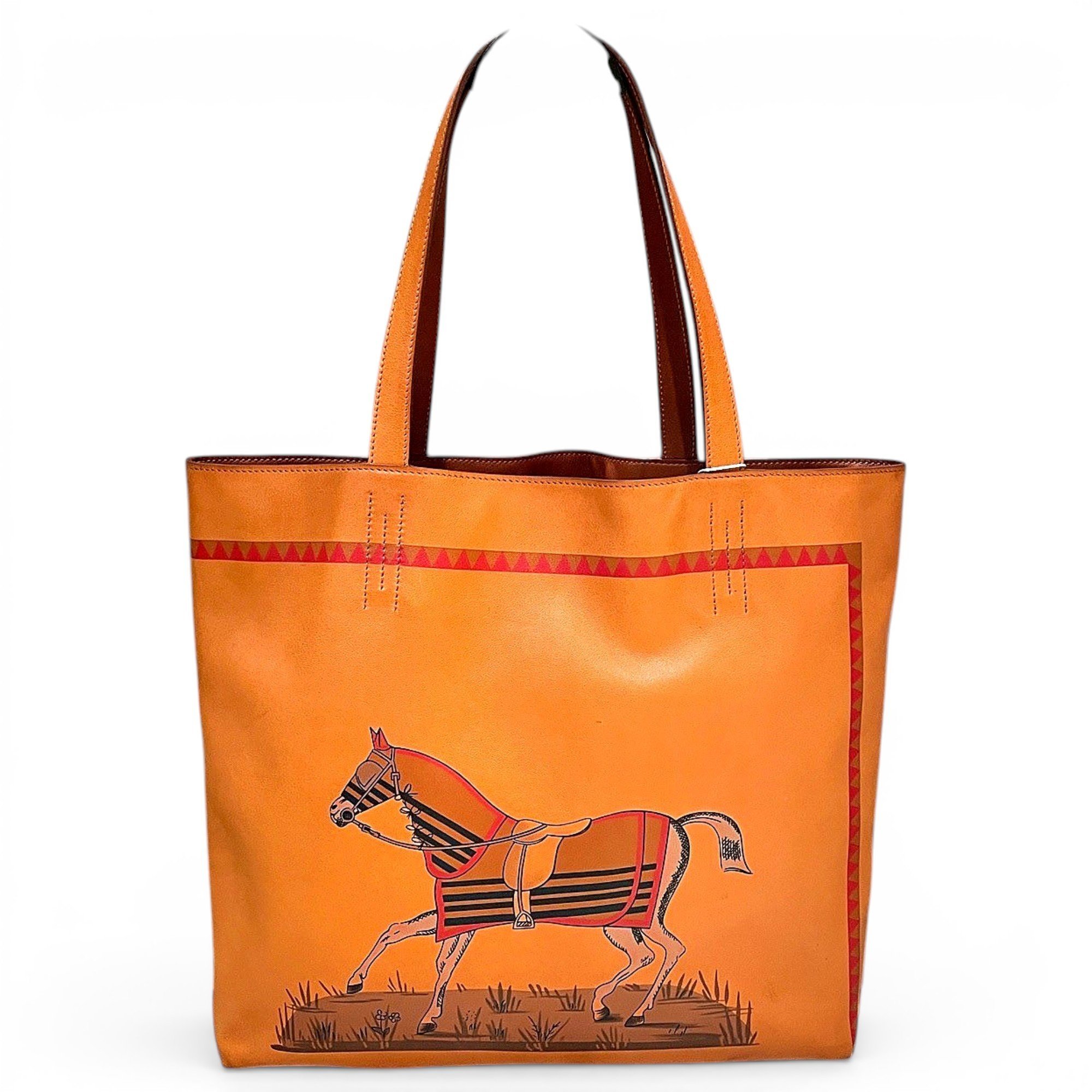 Double sens leather handbag