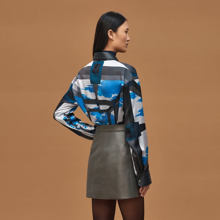 Gris Satin A-line Miniskirt