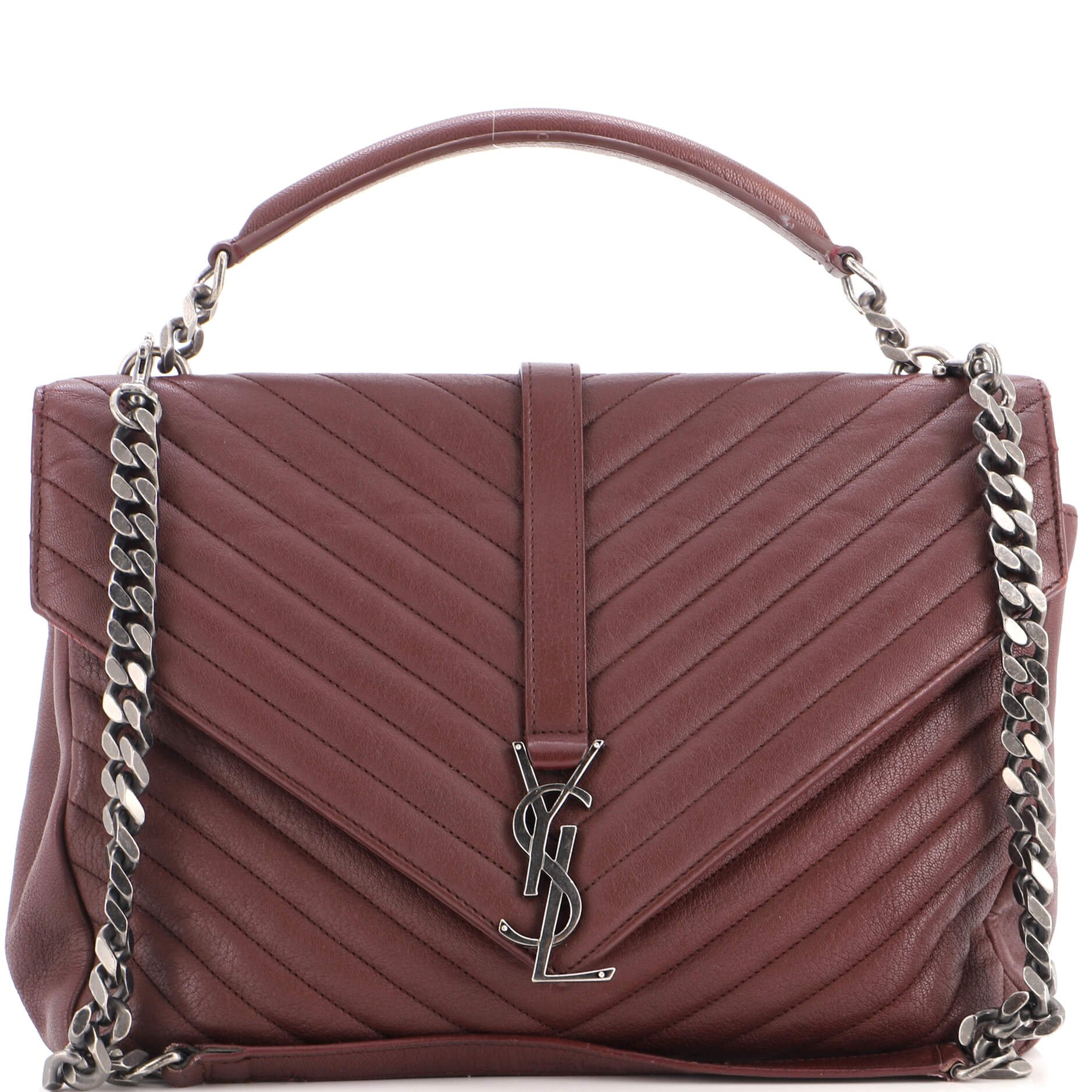 Classic Monogram College Bag Matelasse Chevron Leather Large