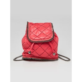 Stella McCartney Stella McCartney Pink Quilted Faux Leather Falabella Mini Backpack
