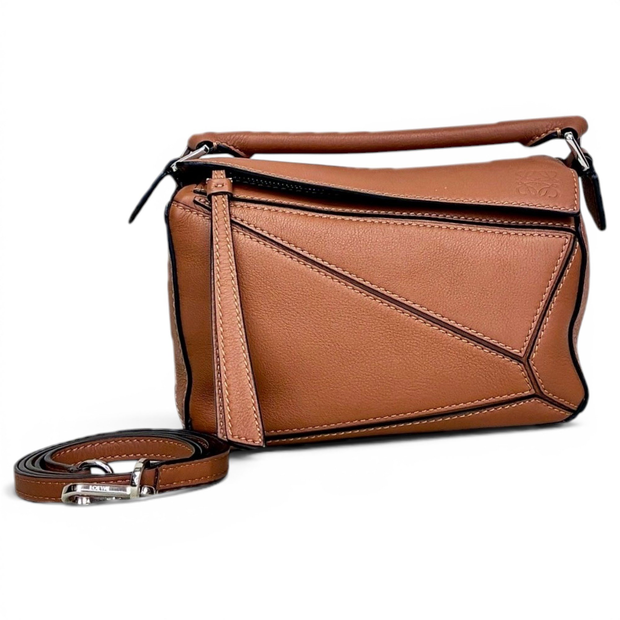 Puzzle leather handbag
