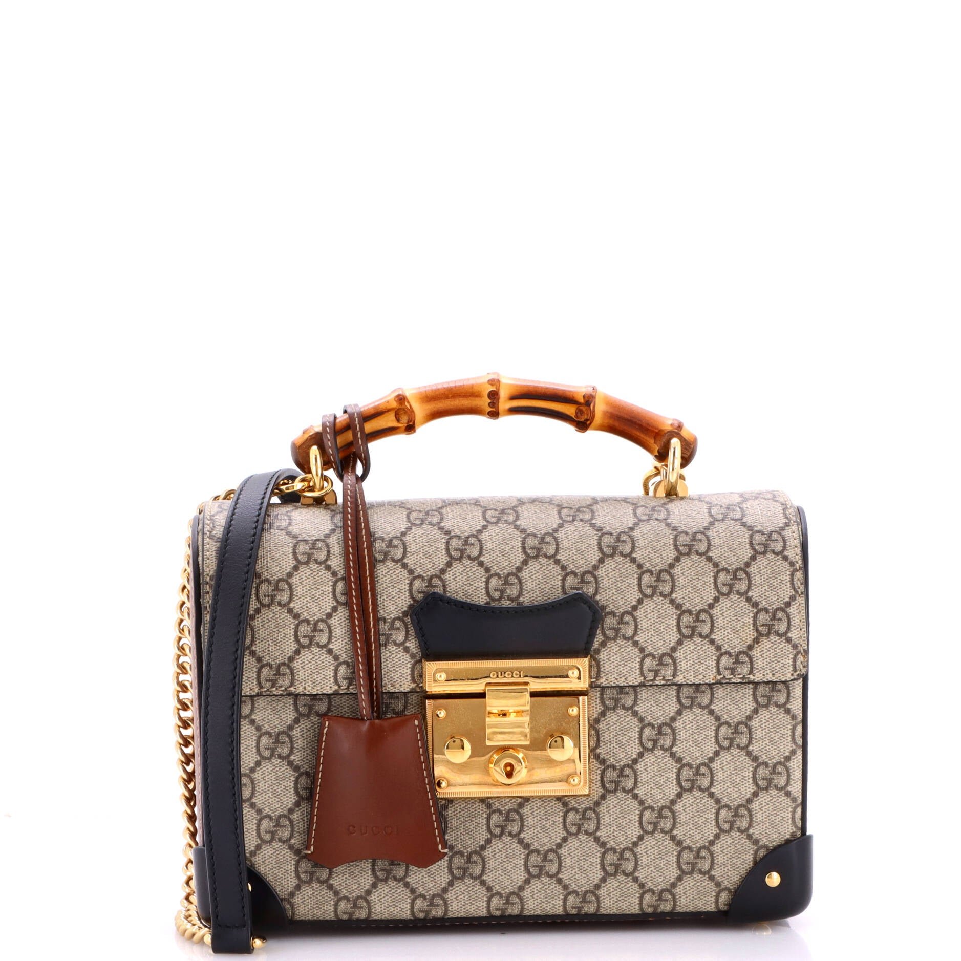 Padlock Bamboo Shoulder Bag GG Coated Canvas Small