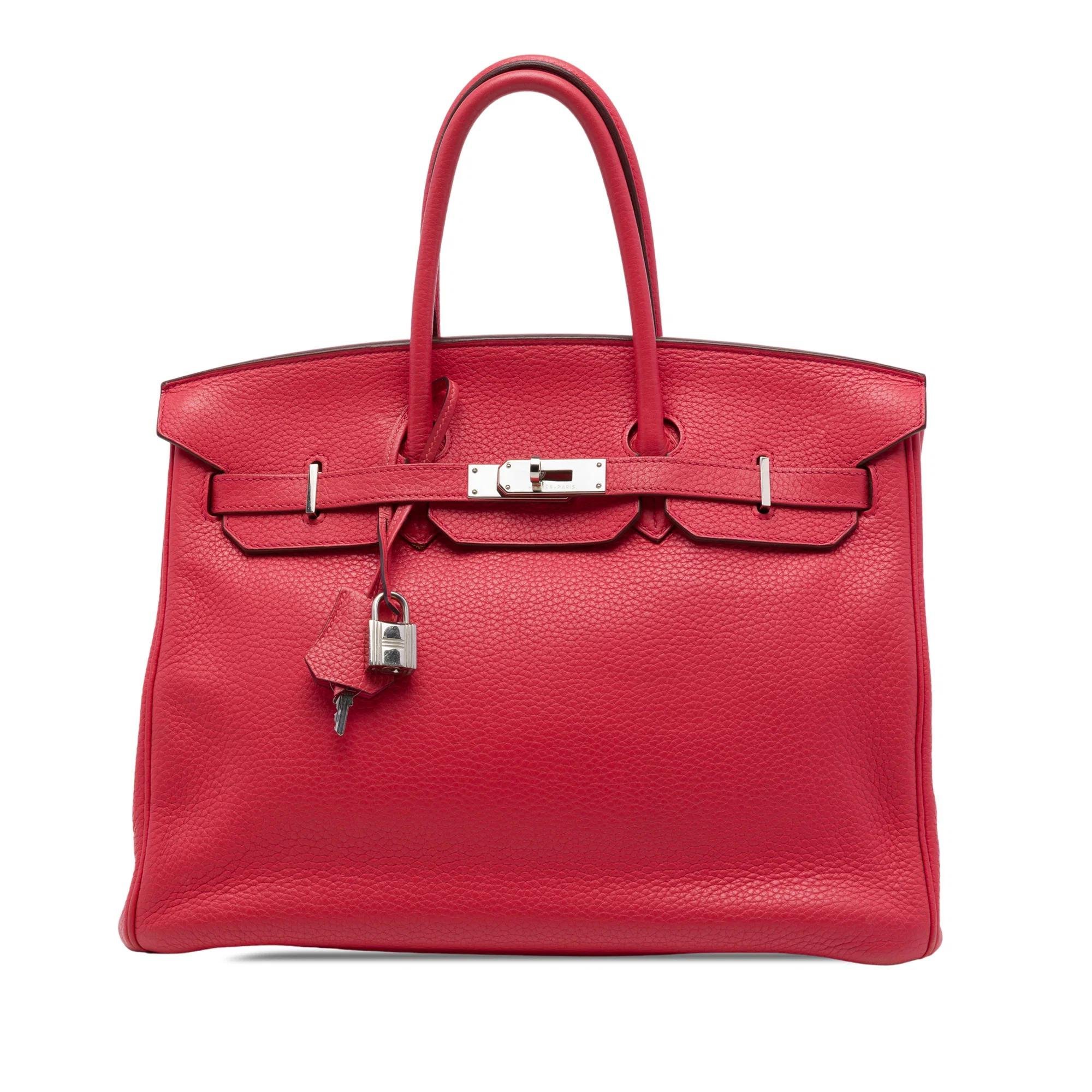 Hermes Birkin 35 Handbag Rouge Casaque Clemence Leather 2010