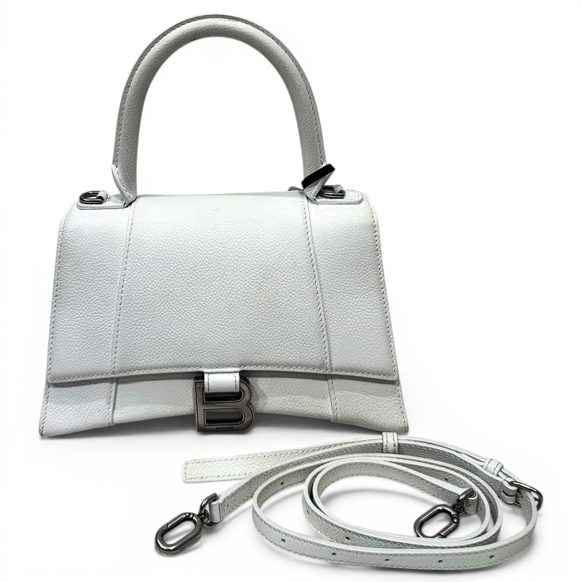 Hourglass leather handbag