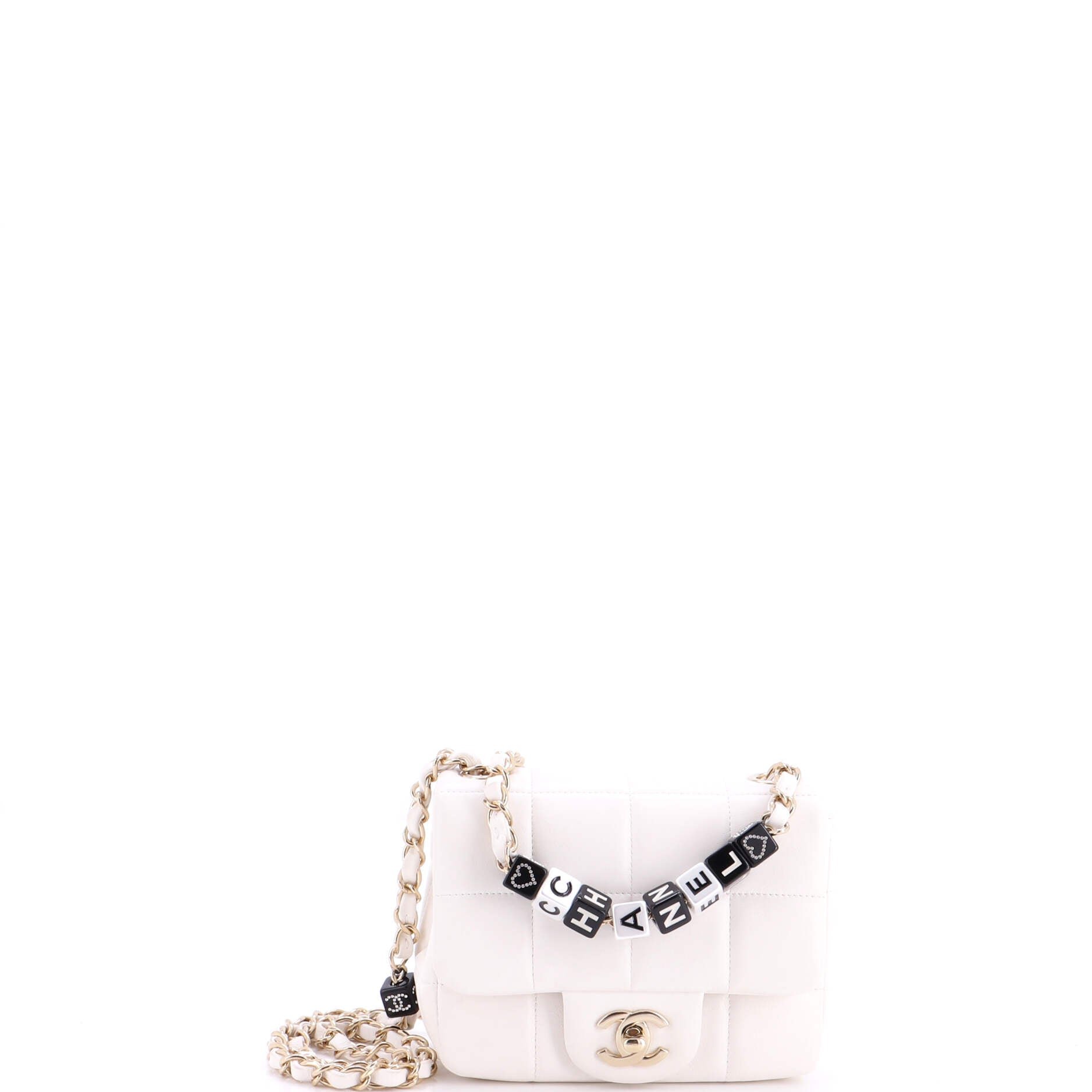 Monacoco Logo Blocks Square Flap Bag Quilted Lambskin with Resin Mini