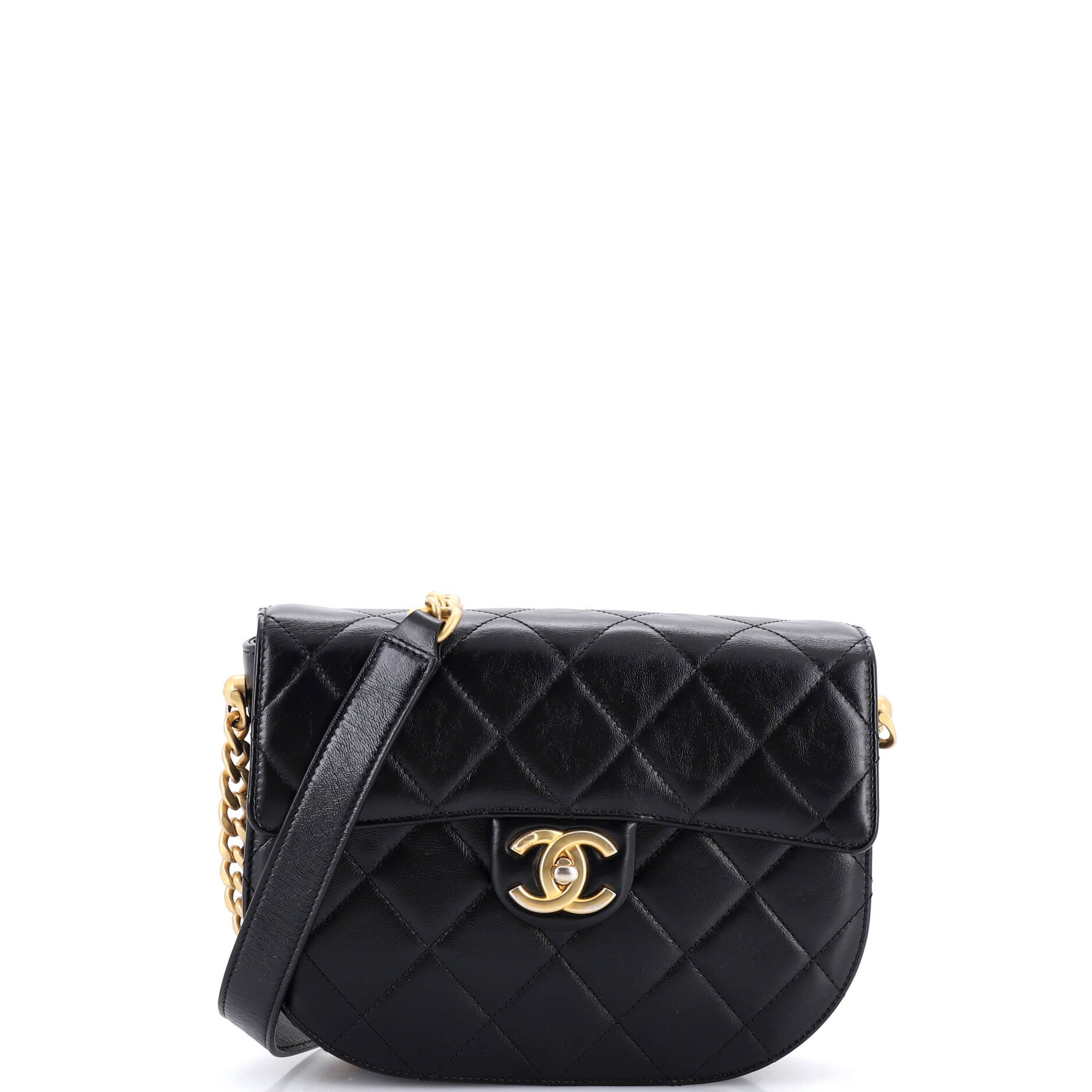 Moon Flap Messenger Bag Quilted Calfskin Small