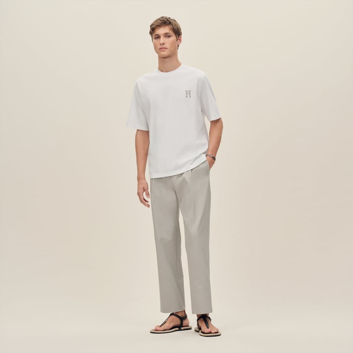 Blanc "H'Cheval" T-shirt With Leather Detail