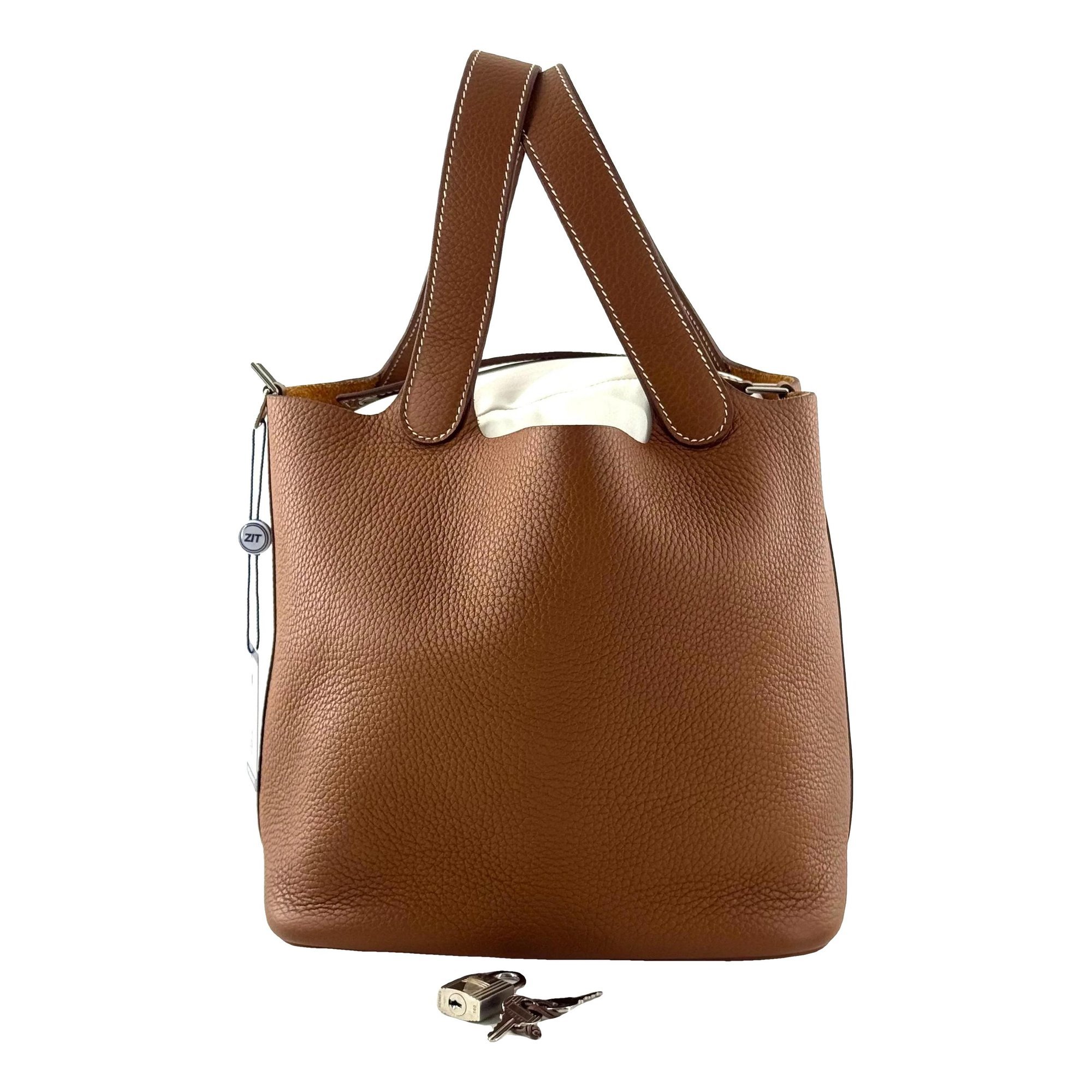 Picotin leather tote
