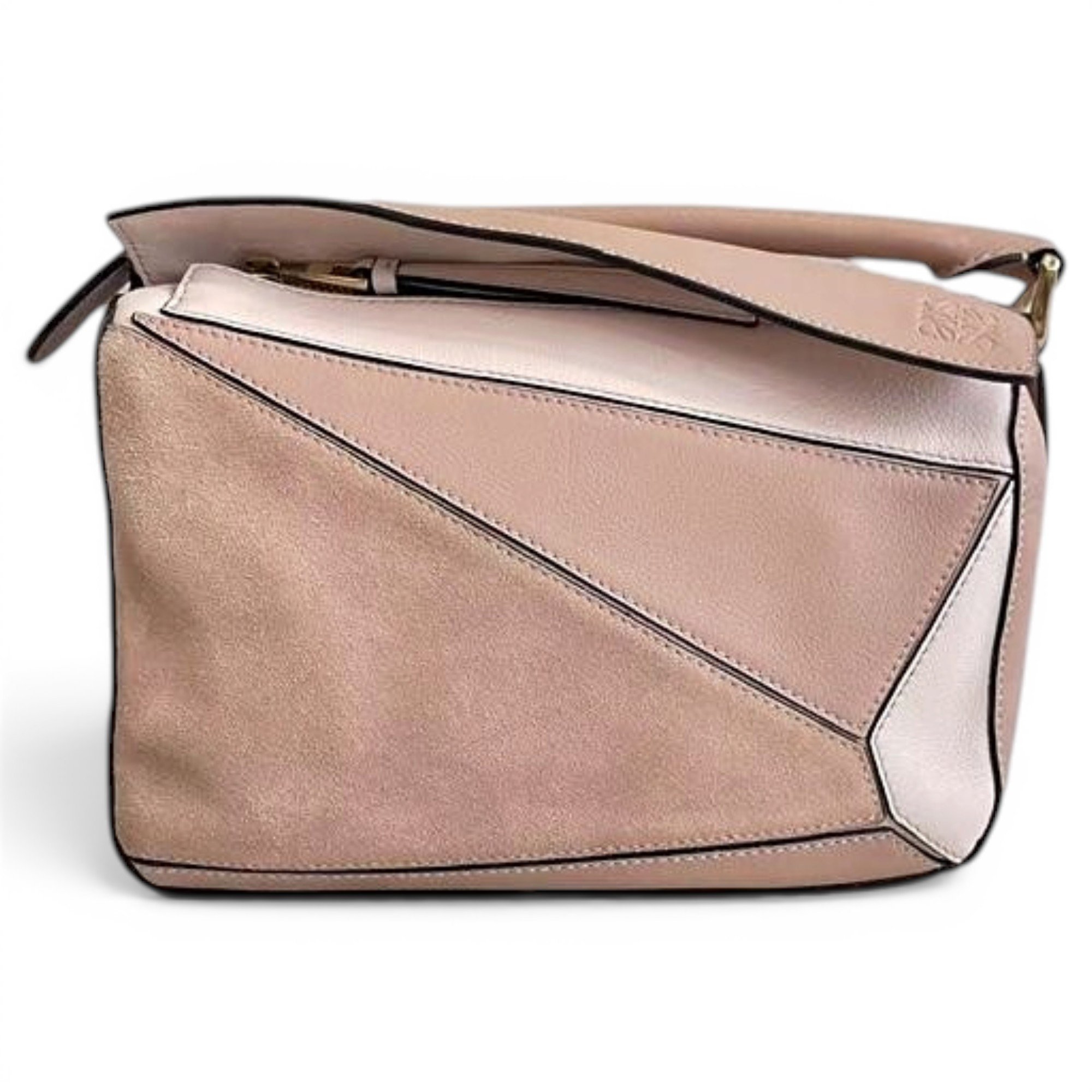 Puzzle leather handbag
