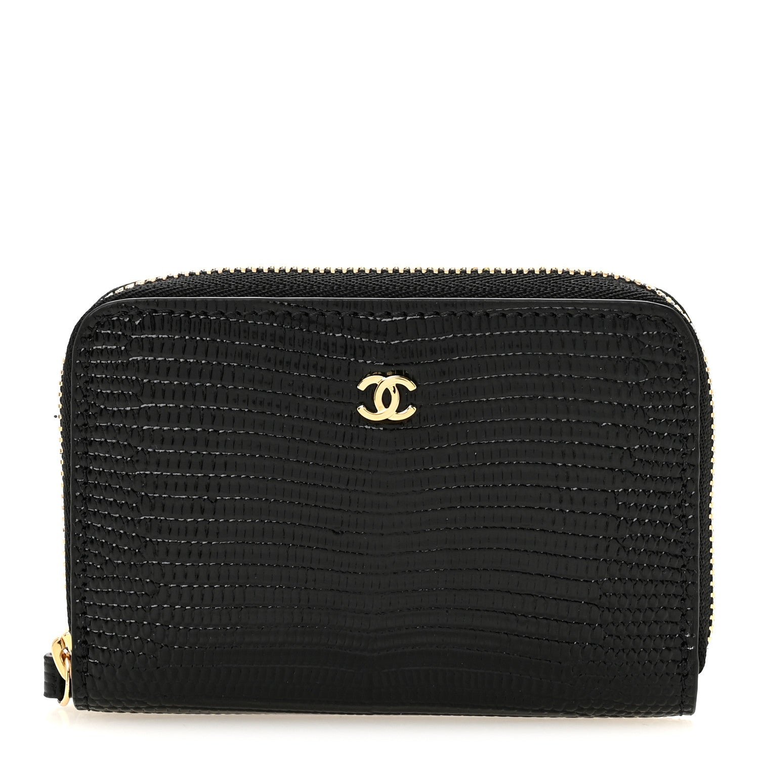 Chanel Calfskin Lizard Embossed Crococo Coin Purse Black