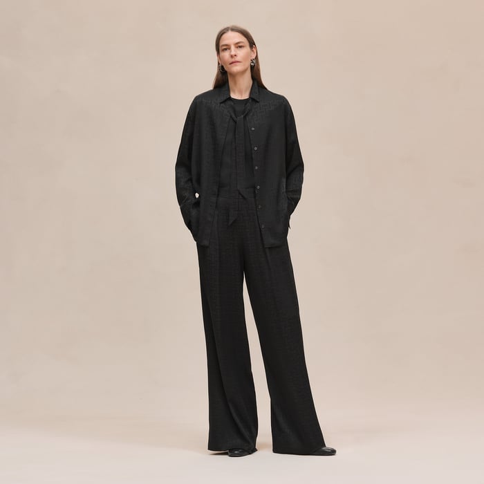Noir Chemise Masculine À Lavallière Motif « mosaïque »