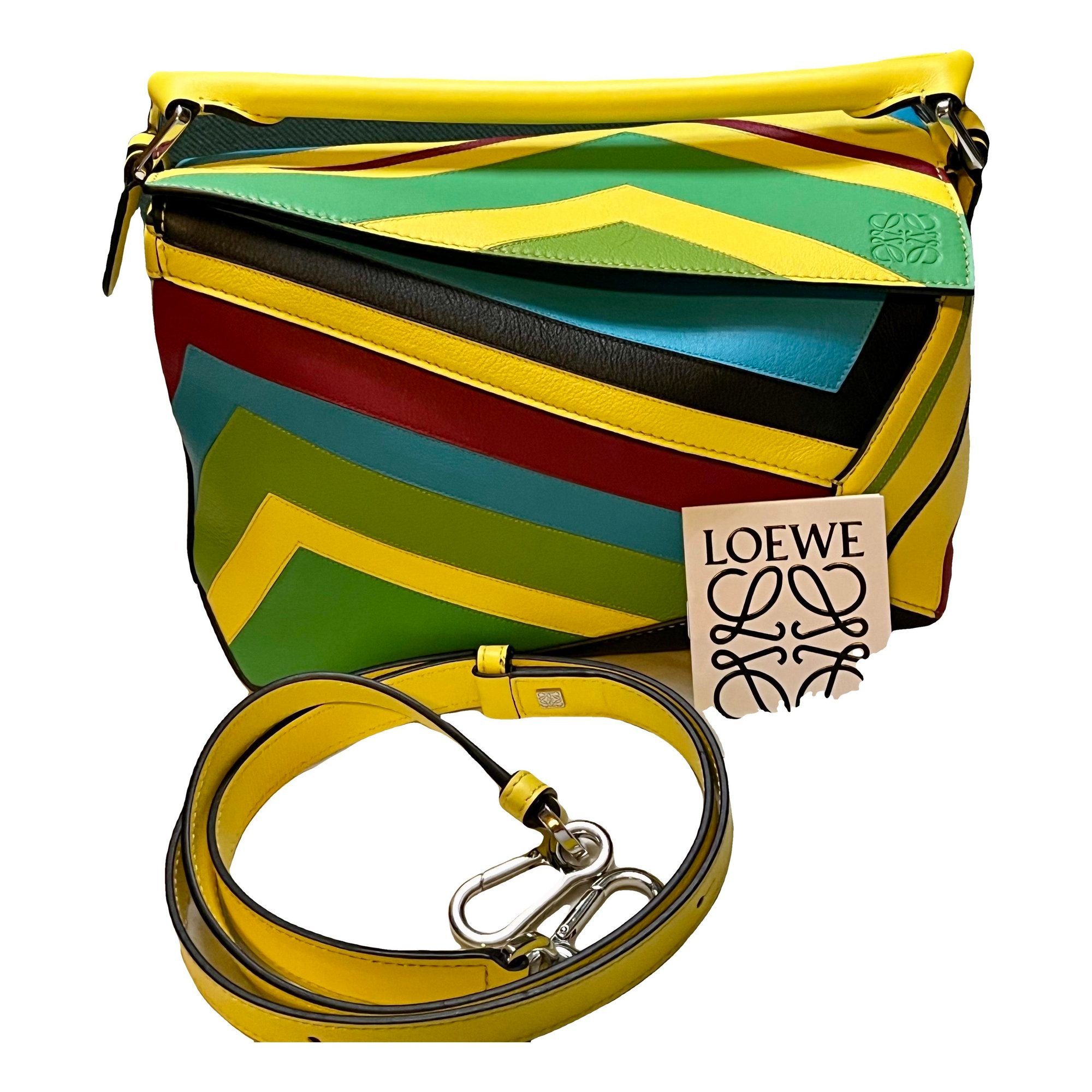 Puzzle leather handbag